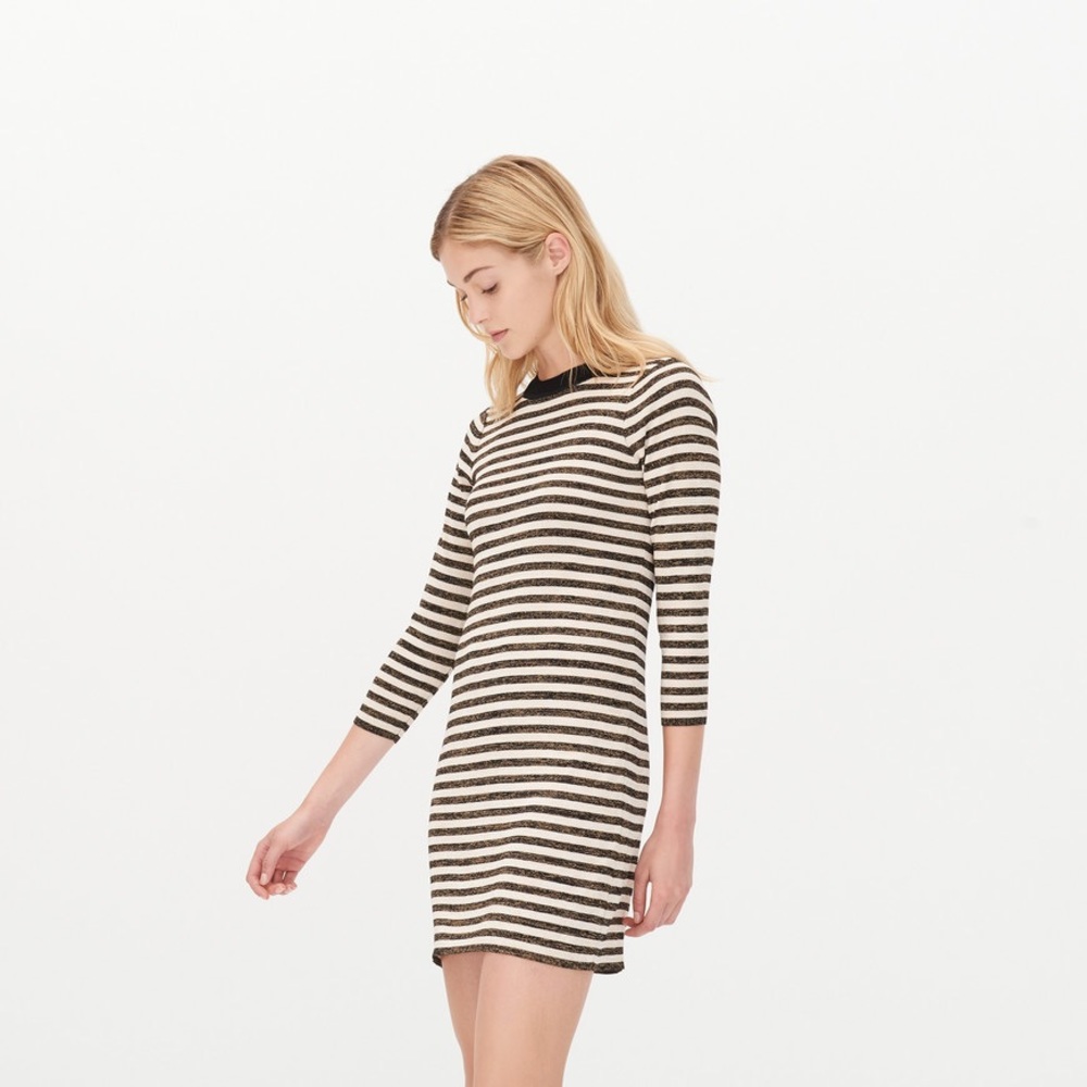 Sandro Black Striped Knitted Dress